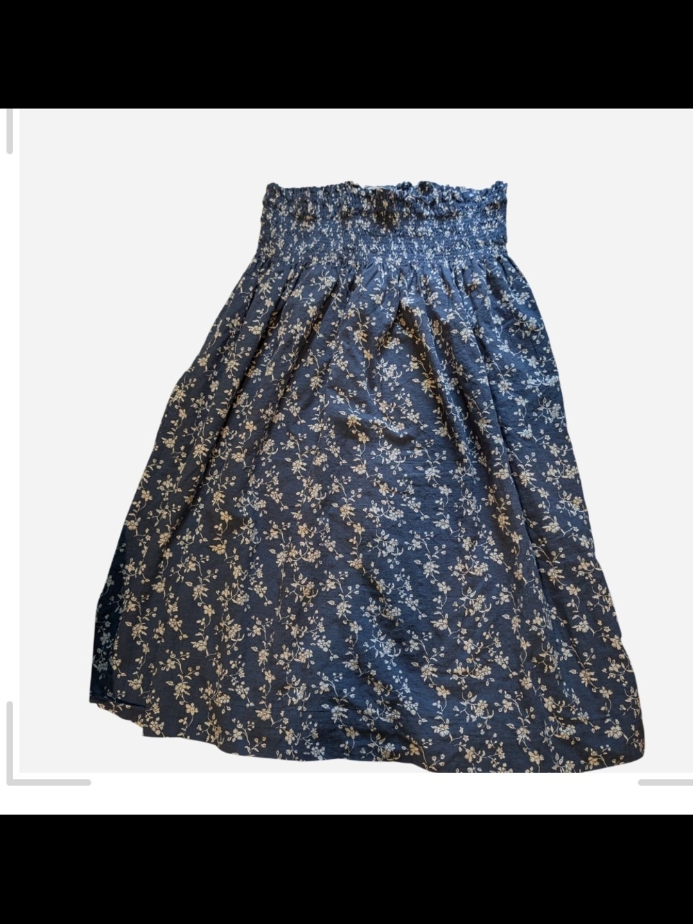 Universal Thread Blue and White Floral Smocked-Waist Midi Skirt - Picture 2 of 7